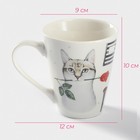 Кружка Доляна «Котик», 320 мл, фарфор, белая - Фото 2