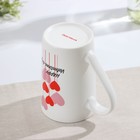 Кружка фарфоровая Доляна «Влюблённый валентин», 380 мл, цвет белый - Фото 3
