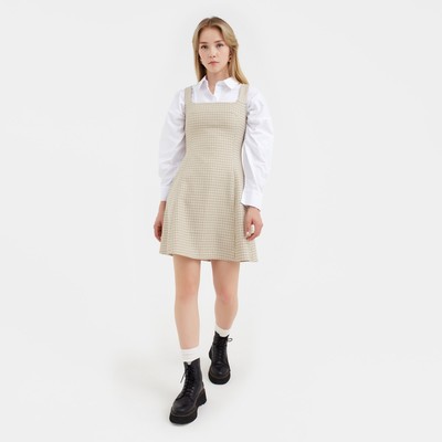 Платье мини женское в клетку MIST, размер 44, бежевое