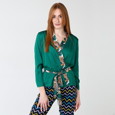 Халат домашний укороченный женский, зелёный, размер 44