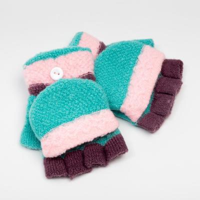 Варежки-митенки детские MINAKU, 14 см, зелёные