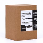 Комплект ошейник (34-45х2 см) и поводок (120х0.8 см) с косой, чёрный с бежевым - фото 25777291