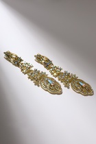 Серьги висячие со стразами «Вечерние» хвост, цвет радужный в золоте, 8 см - фото 31313208