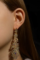 Серьги висячие со стразами «Вечерние» хвост, цвет радужный в золоте, 8 см - фото 31313210