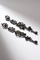 Серьги висячие со стразами «Вечерние» волшебство, чёрно-белые в сером металле, 10.5 см 7446005