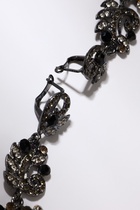 Серьги висячие со стразами «Вечерние» волшебство, чёрно-белые в сером металле, 10.5 см 7446005