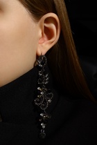 Серьги висячие со стразами «Вечерние» волшебство, чёрно-белые в сером металле, 10.5 см 7446005