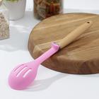 Ложка кулинарная с прорезями Доляна «Стелла», 29 см, цвет розовый - фото 48941468