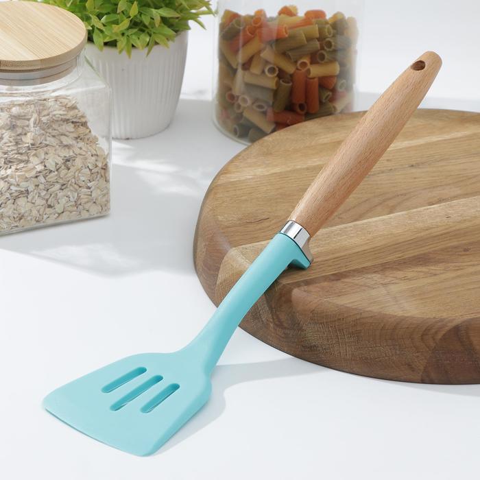 Лопатка с прорезями Доляна «Лагуна», 29 см, голубая - Фото 1