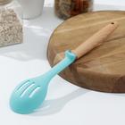 Ложка кулинарная с прорезями Доляна «Лагуна», 29 см, цвет голубой - фото 49934620