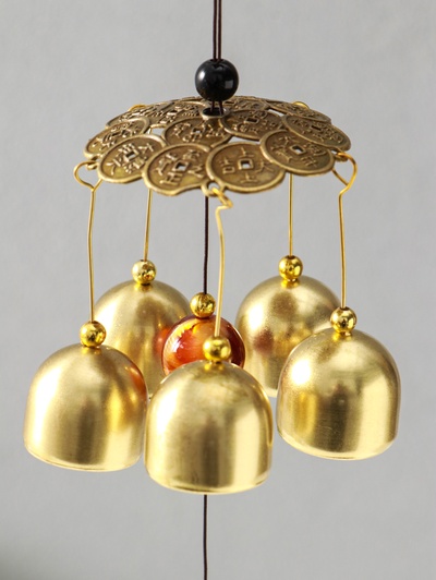 Музыка ветра металл "Денежная жаба на монетках" 5 колокольчиков 41х6 см