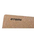 Коврик для йоги и фитнеса Atemi AYM043, TPE, пробка, 173х61х0,4 см, бирюзовый - Фото 3