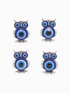 Брошь-оберег «Сова» глазки, синяя в чернёном серебре - Фото 4