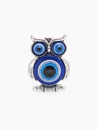 Брошь-оберег «Сова» глазки, синяя в чернёном серебре - Фото 1
