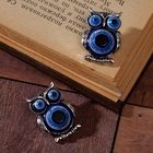Брошь-оберег «Сова» глазки, синяя в чернёном серебре - Фото 2