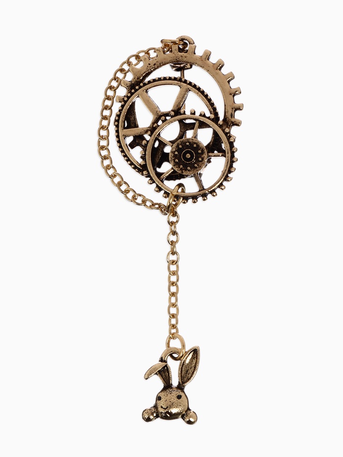 Брошь «Сказочный кролик и шестерёнки», цвет чернёное золото - Фото 1