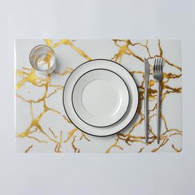Салфетка сервировочная на стол «Мрамор», 45×30 см, цвет белый