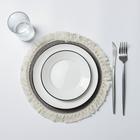 Салфетка сервировочная на стол Доляна «Бахрома», d=25 см, цвет серый - фото 321305074