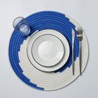 Салфетка сервировочная на стол Доляна «Гипноз», d=38 см, цвет сине-белый - фото 3221710