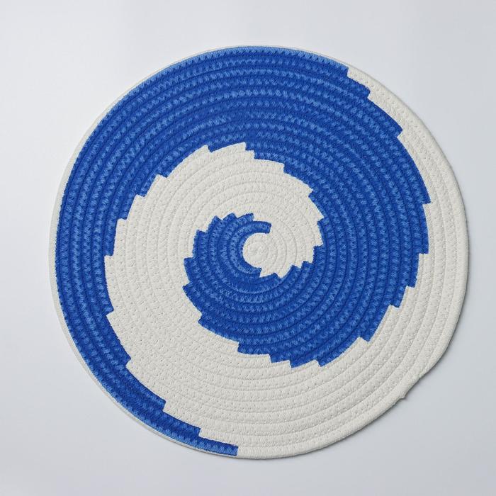 Салфетка сервировочная на стол Доляна «Гипноз», d=38 см, сине-белая - Фото 1