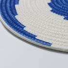 Салфетка сервировочная на стол Доляна «Гипноз», d=38 см, сине-белая - Фото 3