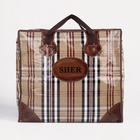 Сумка хозяйственная SHER на молнии, 73 л, 53×29×48 см, бежевая/коричневая - Фото 3