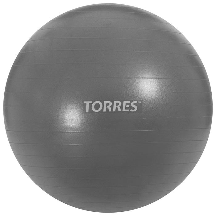 Фитбол TORRES, AL121155SL, диаметр 55 см, эластичный ПВХ, с защитой от взрыва, с насосом, цвет серый - Фото 1