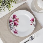 Десертная тарелка Доляна «Сакура», d=19 см, керамика, белая - Фото 1