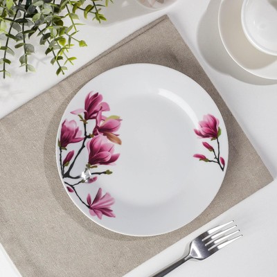 Десертная тарелка Доляна «Сакура», d=19 см, керамика, белая