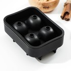 Форма для льда «Череп», силикон, 11×8×4.5 см, 4 ячейки (4.4×2.7 см), чёрная - Фото 5