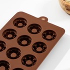 Форма для конфет и шоколада «Дольче», силикон, 20×11×1,8 см, 15 ячеек, цвет коричневый - Фото 3