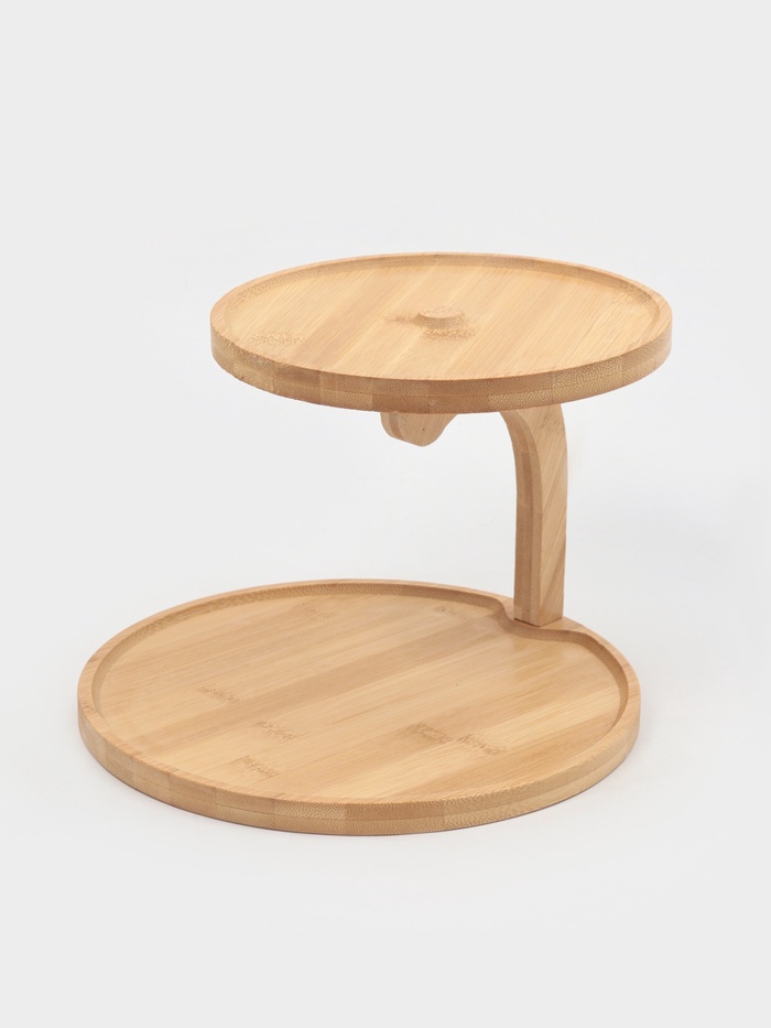 Этажерка для фруктов и десертов Доляна «Бамбук», 2 яруса, 25×19.5 см, бамбук - Фото 1