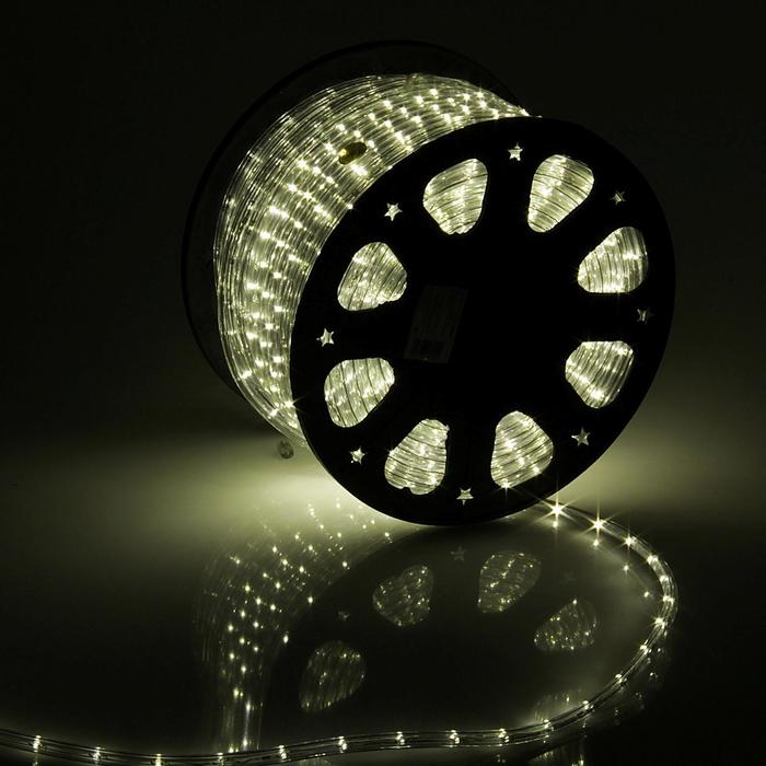 LED шнур 11 мм, круглый, 92 м, фиксинг, 2W-LED/м-24-220V в компл. набор д/подкл, Т/БЕЛЫЙ - Фото 1