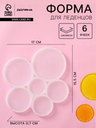 Форма для леденцов Доляна «Кругляши», силикон, 17×15.5×0.7 см, 6 ячеек, прозрачная - Фото 1