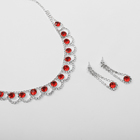 Набор 2 предмета: серьги, колье «Листопад» кружочки, цвет красно-белый в серебре, 32 см - Фото 2