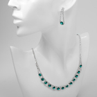 Набор 2 предмета: серьги, колье «Листопад» кружочки, цвет изумрудно-белый в серебре, 32 см - Фото 1