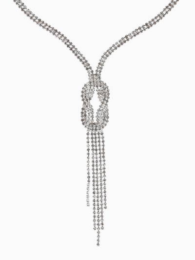 Набор 2 предмета: серьги, колье «Лёд», загиб, белый в серебре, 40 см