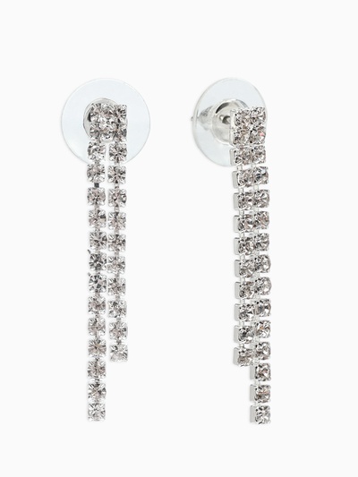 Набор 2 предмета: серьги, колье «Лёд», загиб, белый в серебре, 40 см