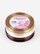 Атласная лента, набор 5 шт., 6 мм, 23±1 м, бежевый, коричневый - Фото 4