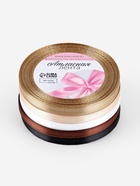 Атласная лента, набор 5 шт., 6 мм, 23±1 м, бежевый, коричневый - Фото 5