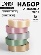 Атласная лента, набор 5 шт. «Тёплый день», 20 мм, 23±1 м - Фото 1
