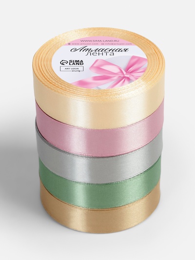 Атласная лента, набор 5 шт. «Тёплый день», 20 мм, 23±1 м
