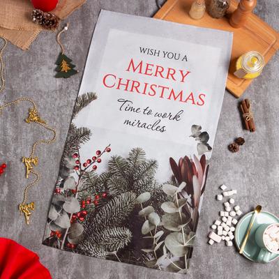 Новогоднее полотенце "Этель" Time for beautiful 40х73см, 100% хлопок, саржа 190 гр/м2