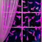 Гирлянда «Занавес» 3 × 1.4 м с насадками «Перья», IP20, прозрачная нить, 80 LED, свечение розовое, 8 режимов, 220 В - фото 3672436