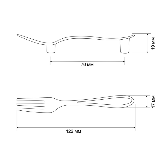 Ручка-скоба CAPPIO RSC002 "Вилка", м/о 76 мм, цвет хром - фото 18546014