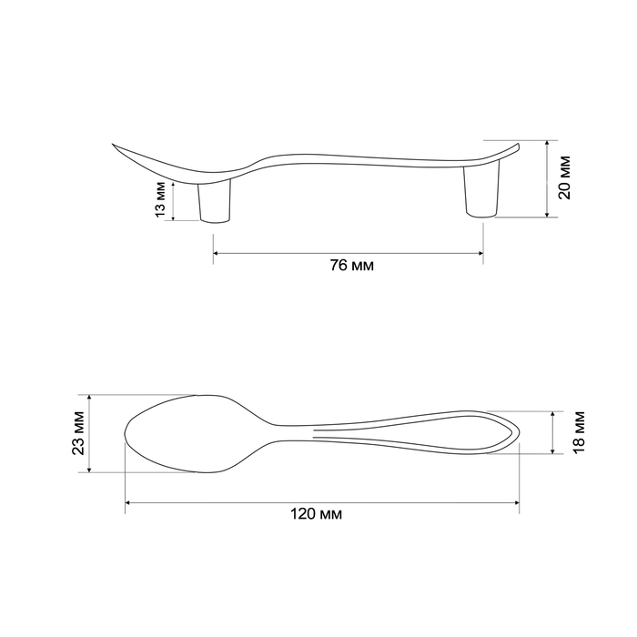 Ручка-скоба CAPPIO RSC002 "Ложка", м/о 76 мм, цвет античная бронза - фото 18546072