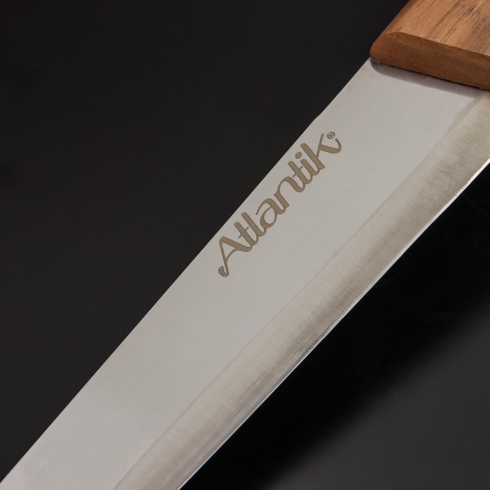Нож для мяса и стейков Atlantik, лезвие 20 см, цвет коричневый - фото 1908774064