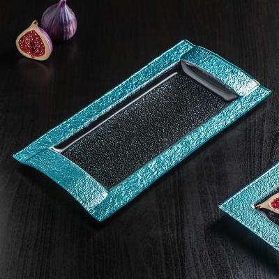 Блюдо стеклянное сервировочное Magistro «Сияние», 32×16×2,5 см, цвет бирюзовый