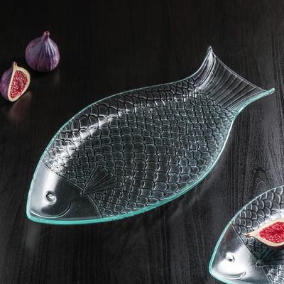 Блюдо стеклянное сервировочное Magistro «Авис. Рыба», 31×16×4,5 см