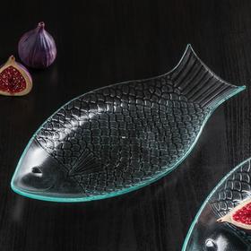 Блюдо стеклянное сервировочное Magistro «Авис. Рыба», 21×40,5×4 см, цвет прозрачный